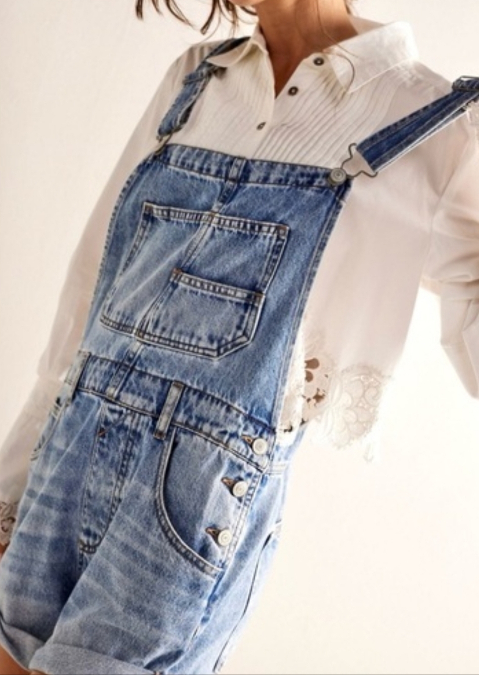 We The Free Light Blue Denim Short'alls - Picture 3 of 9